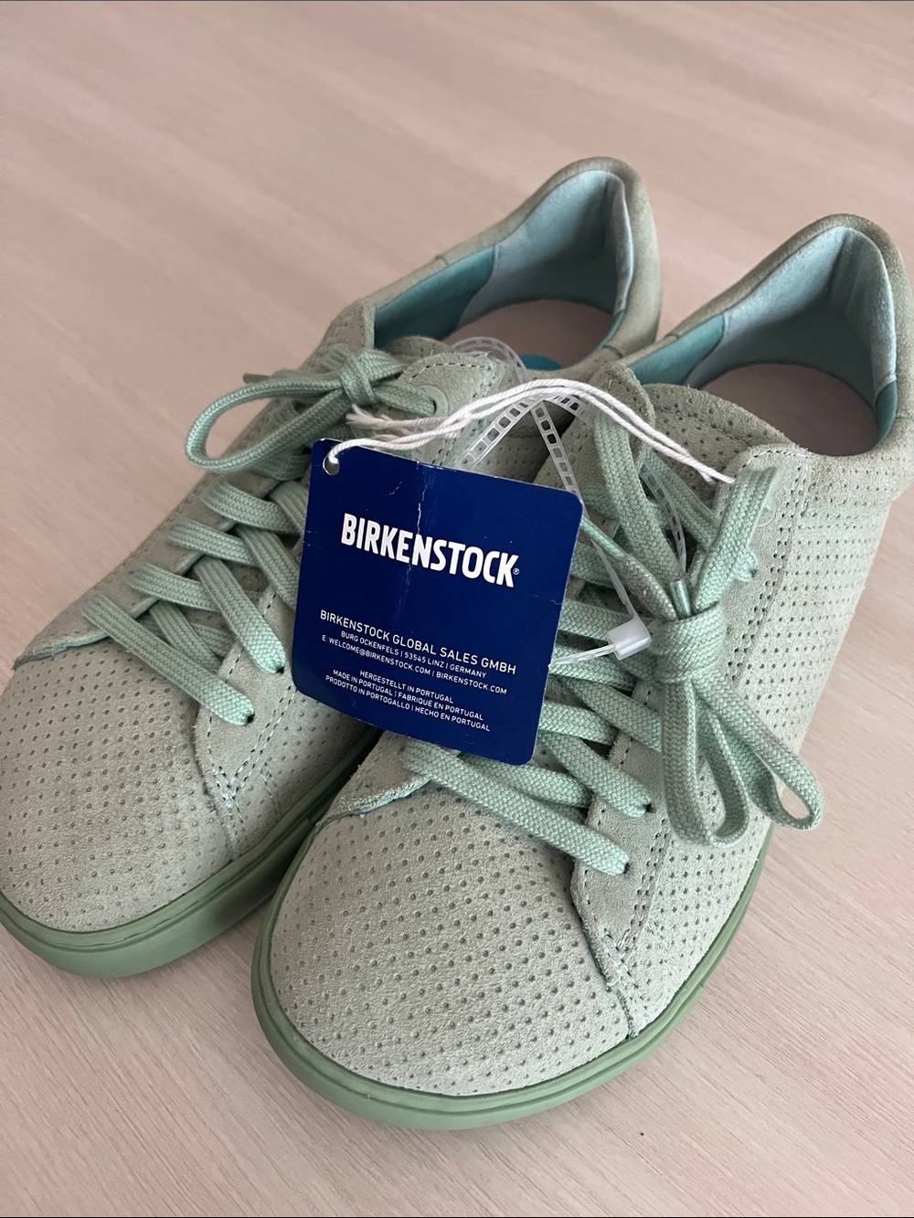 Birkenstock Mint Green Lace-Up Perforated Sneakers